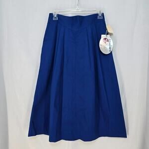 Vintage Deadstock il Modiano Skirt Women 11 Blue Midi Back Zip Pleated‎ NWT READ